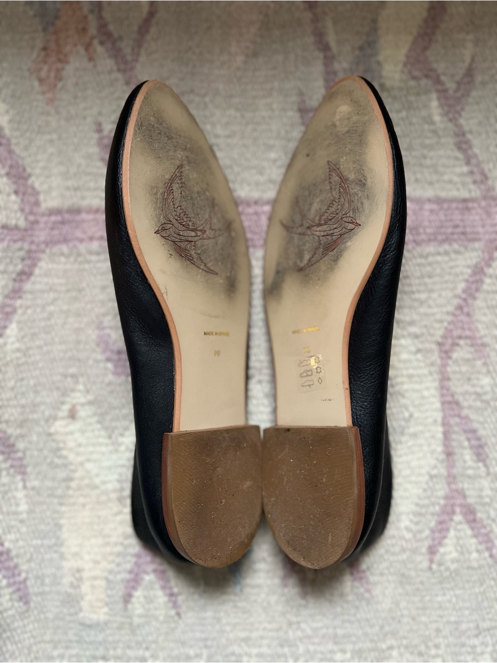 Bird of Flight Pointed Black Leather Flats - Picture 8 of 8